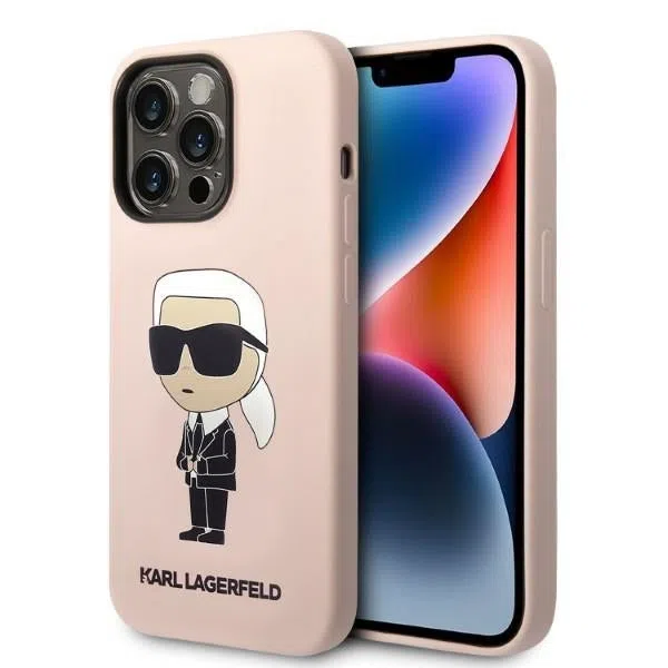 Custodia MagSafe per Apple iPhone 14 Pro Max, Karl Lagerfeld, Silicone Ikonik Karl, Rosa — 2