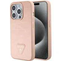 Custodia per Apple iPhone 15 Pro Max, Guess, Croco Triangle Metal Logo, Rosa — 3