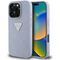 Custodia per Apple iPhone 16 Pro, Guess, Hot Stamp 4G Pattern Triangle Logo, Viola Chiaro. — 3