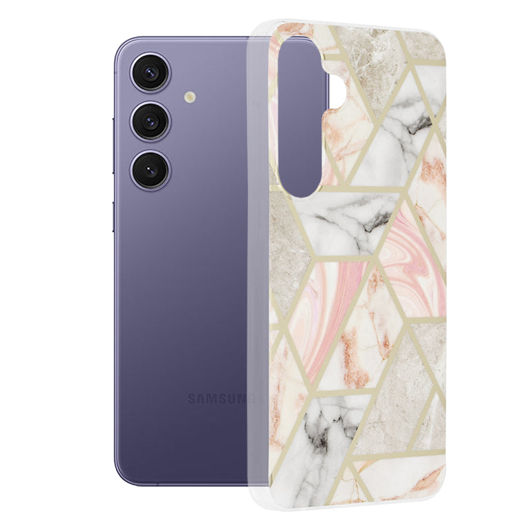 Techsuit Custodia per Samsung Galaxy S24+ S926, Techsuit, Marble, Rosa