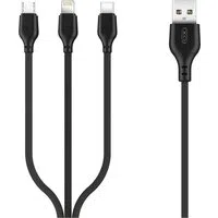 Cavo di Ricarica USB-A - Lightning / microUSB / USB-C XO Design NB103 3in1, 10W, 1m, Nero — 3