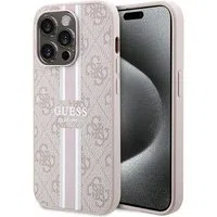 Custodia MagSafe per Apple iPhone 15 Pro, Guess, 4G Printed Stripes, Rosa — 3