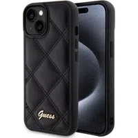 Custodia per Apple iPhone 15, Guess, Quilted Metal Logo, Nera — 3