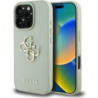 Custodia per Apple iPhone 16 Pro Max, Guess, Grained Big 4G Logo Small Classic Logo, Verde — 3