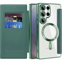 Custodia MagSafe per Samsung Galaxy S25 Ultra S938, Techsuit, SmartMag Book, Verde — 3
