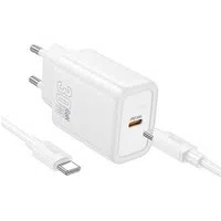 Caricabatterie da Rete con Cavo USB-C HOCO N62, 30W, 3A, 1 x USB-C, Bianco — 3
