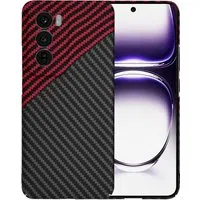 Custodia per Oppo Reno12, Techsuit, Carbonite FiberShell, Nero Rosso — 3