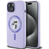 Custodia MagSafe per Apple iPhone 15, Karl Lagerfeld, Silicone Ring Karl & Choupette, Viola — 3
