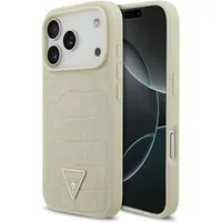 Custodia MagSafe per Apple iPhone 17 Pro, Guess, Logo Triangolo Croco, Dorata — 3