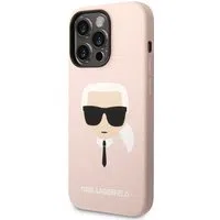 Custodia per Apple iPhone 14 Pro Max, Karl Lagerfeld, Silicone Karl's Head, Rosa — 3