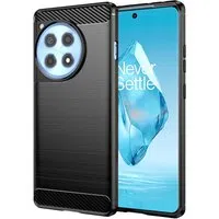 Custodia per OnePlus 12R, Techsuit, Carbonio, Nera — 3