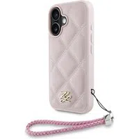 Custodia per Apple iPhone 16, Karl Lagerfeld, Quilted Initial Logo & Chain Strap, Rosa — 3
