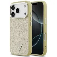Custodia MagSafe per Apple iPhone 17 Pro, Guess, Glitter Triangle Logo, Dorata — 3