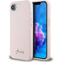 Custodia per Apple iPhone 17e / 16e, Guess, Script Metal Logo, Rosa — 3