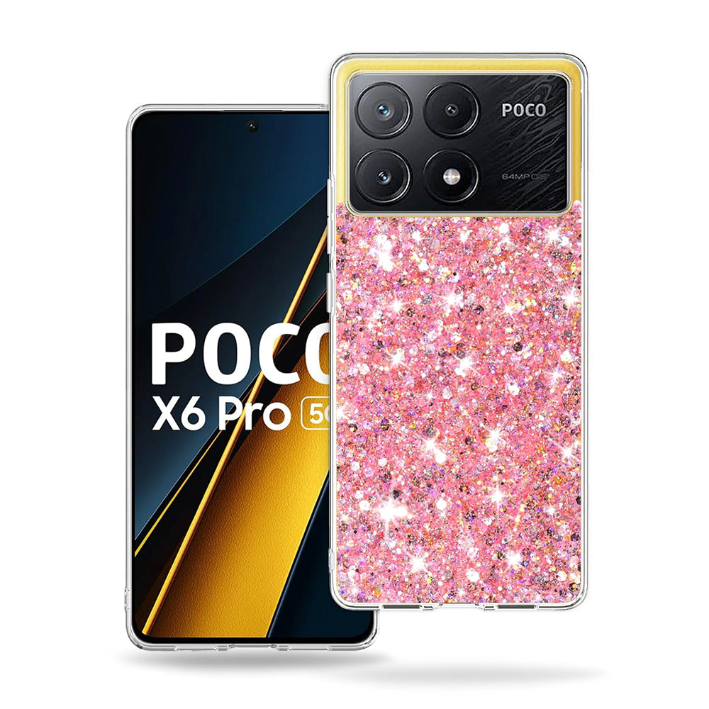 Custodia per Xiaomi Poco X6 Pro, Techsuit, Sparkly Glitter, Rosa