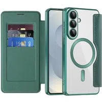 Custodia MagSafe per Samsung Galaxy S26 S942, Techsuit, SmartMag Book, Verde — 3