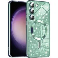 Custodia MagSafe per Samsung Galaxy S23+ S916, Techsuit, Luxury Glitter, Verde Chiaro — 3