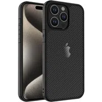 Custodia per Apple iPhone 15 Pro Max, Techsuit, CarbonFuse, Nera — 3