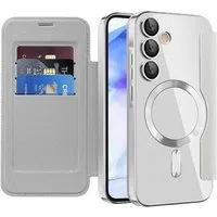 Custodia MagSafe per Samsung Galaxy A55 5G A556, Techsuit, SmartMag Book, Grigio — 3