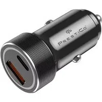 Caricabatterie Auto Prestico K2A, 20W, 3A, 1 x USB-A - 1 x USB-C, Nero — 3