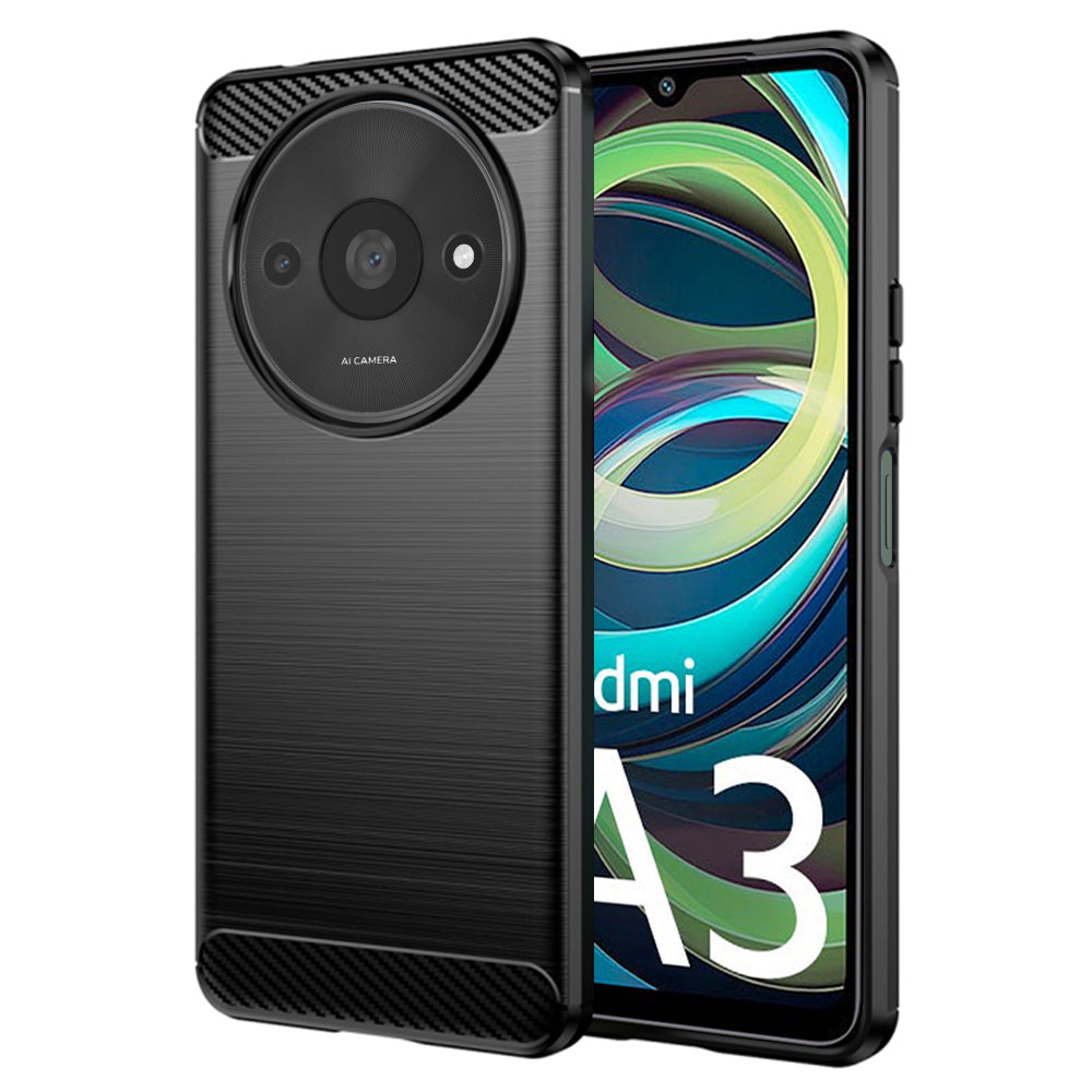 Custodia per Xiaomi Redmi A3x / A3, Techsuit, Carbonio, Nera