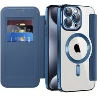 Custodia MagSafe per Apple iPhone 15 Pro, Techsuit, SmartMag Book, Blu — 3