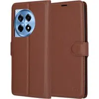 Custodia per OnePlus 12R, Techsuit, Leather Folio, Marrone — 3
