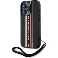 Custodia per Apple iPhone 15 Pro Max, Karl Lagerfeld, Saffiano Athleisure Stripes with Strap, Rosie — 3