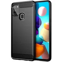 Custodia per Samsung Galaxy A21s A217, Carbonio, Nera — 3
