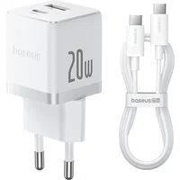 Caricabatterie da Rete con Cavo USB-C Baseus Palm, 20W, 3A, 1 x USB-A - 1 x USB-C, Bianco P10111608213-01 — 3