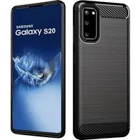 Custodia per Samsung Galaxy S20 5G G981 / S20 G980, OEM, Carbonio, Nera — 3