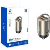 Caricabatterie Auto Lito IN-C03, 30W, 3A, 1 x USB-A - 1 x USB-C, Grigio — 3