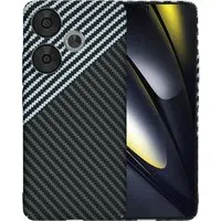 Custodia per Xiaomi Poco F6, Techsuit, Carbonite FiberShell, Nero Grigio — 3