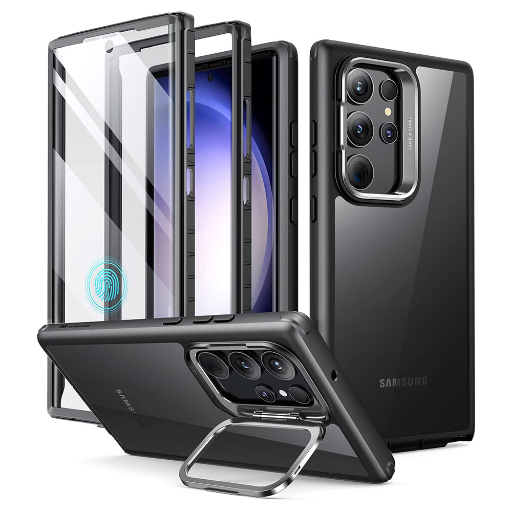 ESR Custodia per Samsung Galaxy S23 Ultra S918, ESR, Shock Armor Kickstand, Nera Trasparente