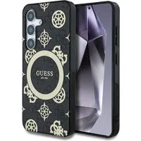 Custodia MagSafe per Samsung Galaxy S25 S931, Guess, IML Peony su sfondo 4G, Nera — 3