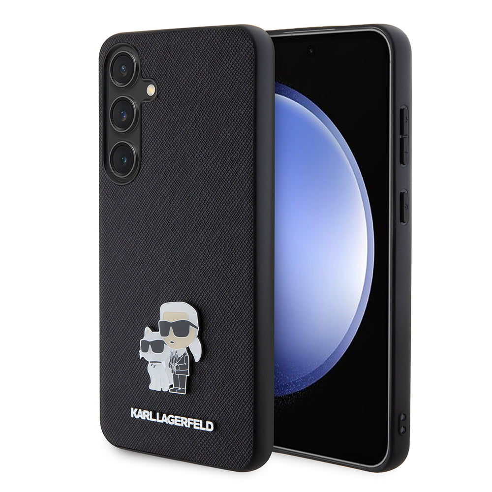 Karl Lagerfeld Custodia per Samsung Galaxy S24+ S926, Karl Lagerfeld, Saffiano Karl & Choupette Metal, Nera