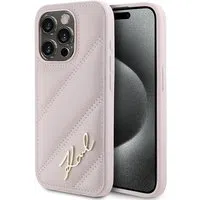 Custodia per Apple iPhone 15 Pro Max, Karl Lagerfeld, Diagonal Quilted Script, Rosa — 3