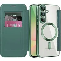 Custodia MagSafe per Samsung Galaxy A57 5G, Techsuit, SmartMag Book, Verde — 3
