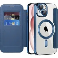 Custodia MagSafe per Apple iPhone 15, Techsuit, SmartMag Book, Blu — 3