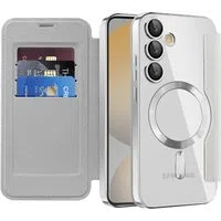 Custodia MagSafe per Samsung Galaxy S24 FE S721, Techsuit, SmartMag Book, Grigio — 3