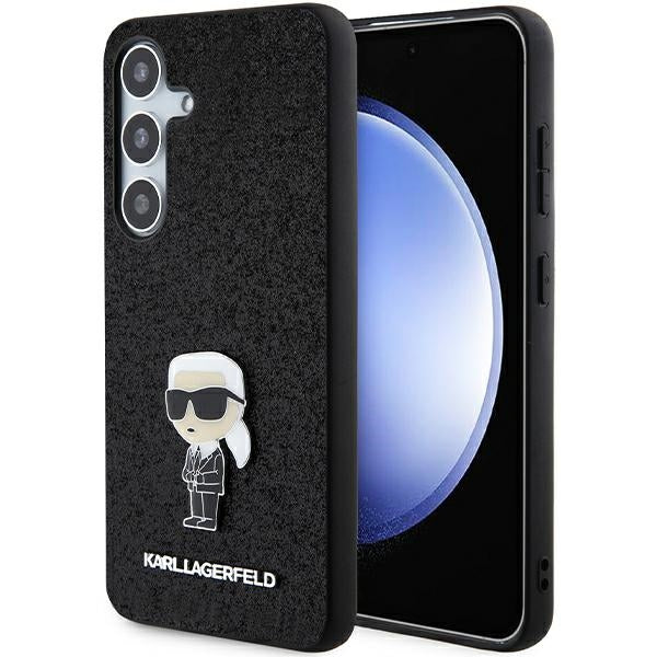 Karl Lagerfeld Custodia per Samsung Galaxy S24+ S926, Karl Lagerfeld, Glitter Ikonik Karl Logo, Nera