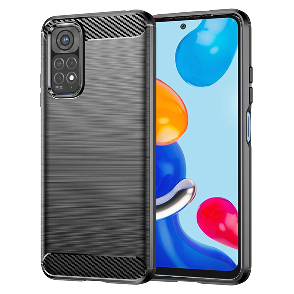 Custodia per Xiaomi Redmi Note 11S / Note 11, Techsuit, Carbonio, Nera