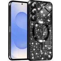 Custodia MagSafe per Samsung Galaxy S25 S931, Techsuit, Luxury Glitter, Nera — 3