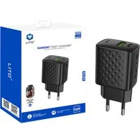 Caricabatterie Rete Lito LC15, 20W, 3A, 1 x USB-A - 1 x USB-C, Nero — 3
