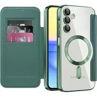 Custodia MagSafe per Samsung Galaxy A15 5G A156 / A15 A155, Techsuit, SmartMag Book, Verde — 3
