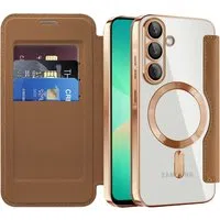 Custodia MagSafe per Samsung Galaxy A26 A266, Techsuit, SmartMag Book, Marrone — 3