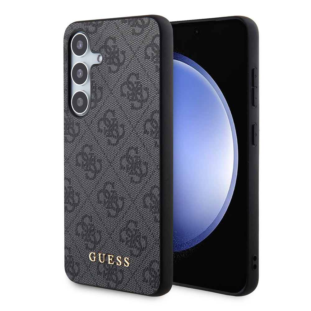 Guess Custodia per Samsung Galaxy S24 S921, Guess, 4G Metal Gold Logo, Nera