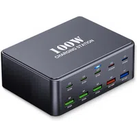 Caricatore Stazione OEM HW33, 100W, 3A, 5 x USB-A - 5 x USB-C, Grigio — 3