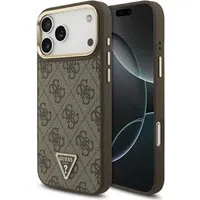Custodia MagSafe per Apple iPhone 17 Pro, Guess, Logo Triangolo 4G, Marrone Dorato — 3