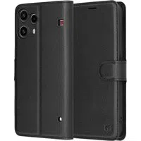 Custodia per Nothing Phone (3a) Lite, Techsuit, Leather Folio, Nera — 3